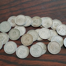 לוט של 25 מטבעות ישנים של 50 פרוטה.