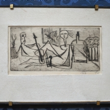 'דמויות' - הדפס ישן, חתום ומתוארך: 1977