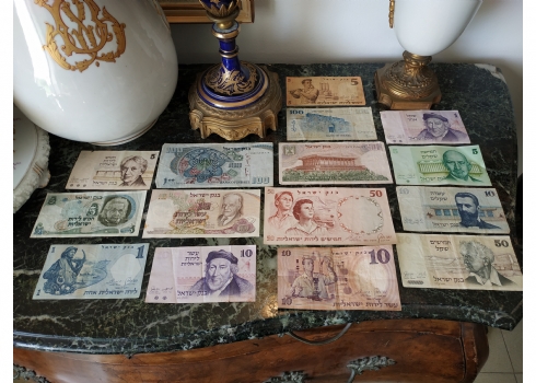 לאספני שטרי כסף ישנים - לוט של 15 שטרות כסף ישראלים ישנים משומשים.