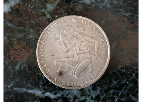 מטבע כסף גרמני ישן של 10 מארק, שטוטגרט, לרגל האולימפיאדה במינכן בשנת 1979