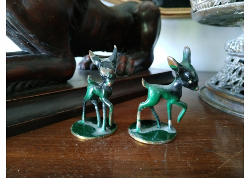 זוג פסלוני ברונזה ישראלים ישנים מתוצרת חברת 'הקולי' (Hakuli)