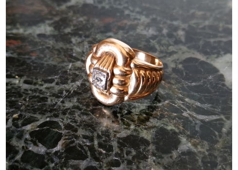 טבעת רטרו ישנה ויפה, עשויה זהב צהוב (ורוד) 14 קארט