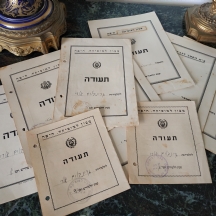 לוט של 10 תעודות מהמכון למוסיקה בחיפה משנת 1934-1943, חתומות: גיטה דוניה ויצמן