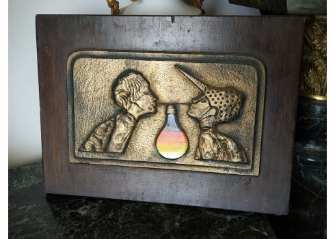 עודד פיינגרש (Oded Feingersh) - תבליט ברונזה, מעוטר אמייל, חתום