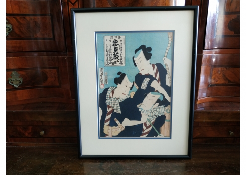 הדפס יפני עתיק על פי חיתוך עץ (Antique Japanese Woodblock Print)
