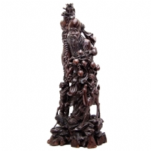 פסל סיני עתיק, עשוי עץ מגולף בעבודת יד אמן, מסוף תקופת שושלת צ'ינג (Qing dynasty