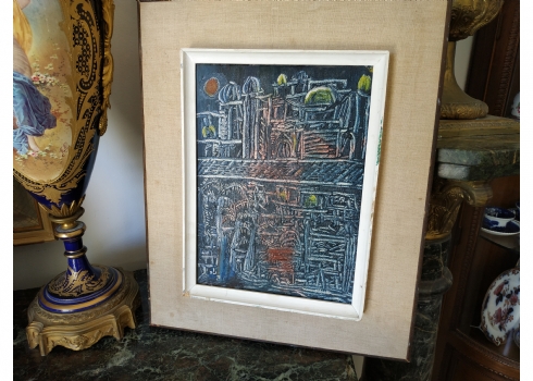 'צפת' - ציור ישן, שמן על בד, חתום: Nave