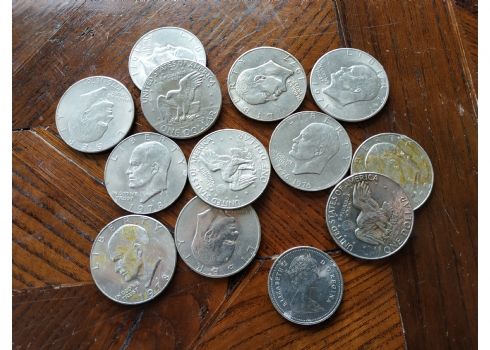 לוט של 13 מטבעות אמריקאים ישנים.