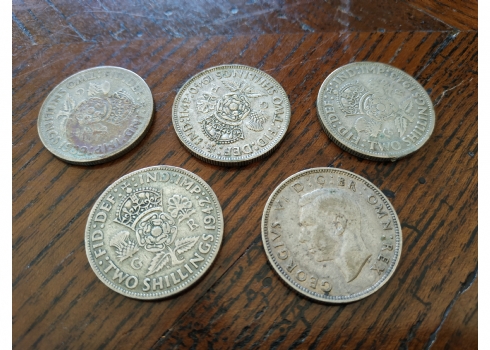 לוט של 5 מטבעות אנגלים (שני שילינג / פלורין)