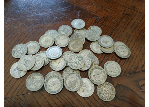 לוט של 38 מטבעות כסף, אנגליה, של 6 פני,