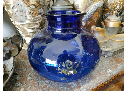כד זכוכית ישן ושמן, עשוי זכוכית 'קובלט' כחולה