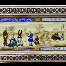 מינאטורה פרסית ישנה מצוירת ביד על עצם