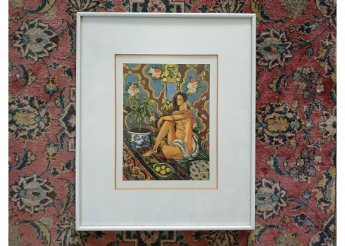 הדפס מצולם על פי ציור של הנרי מאטיס משנת 1926 'Figure decorative sur fond orneme