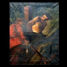 'שני גברים במזח' - ציור אירופאי ישן