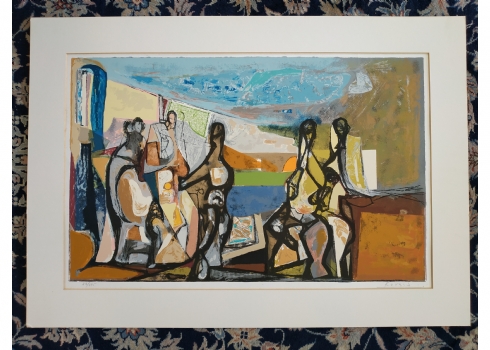 פטר קובאץ' - Kovacs Peter (אמן הונגרי יליד שנת 1943) - 'נודיסטיות בבית הקפה בחוף