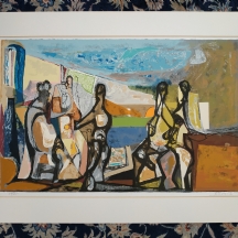 פטר קובאץ' - Kovacs Peter (אמן הונגרי יליד שנת 1943) - 'נודיסטיות בבית הקפה בחוף