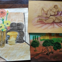 סימה בן ארי (Sima Ben Ari) לוט של שלושה ציורים מעיזבונה, רק אחד חתום