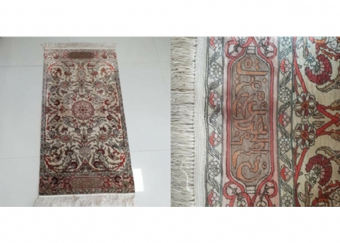 שטיח הרקה טורקי ישן ואיכותי (חתוך) משי על בסיס משי, עבודת יד