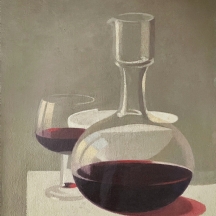 Claude DUPONT - GOMONT - 'טבע דומם עם דקנטר, כוס יין אדום וקערה לבנה'