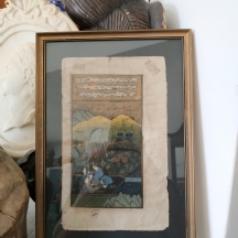 ציור מניאטורה הינדו פרסי עתיק מהמאה ה-19, גואש, אקוורל ודיו על נייר