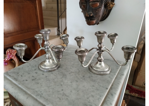 זוג קנדלברות (פמוטים רב קניים) אמריקאיות, עשויות כסף 'סטרלינג' (925) מוכבדות