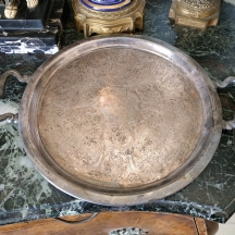 כלי הגשה אמריקאי ישן, עשוי נחושת מצופה כסף, חתום