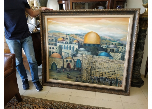 אמנון הופטמן - 'ירושלים של זהב' ציור גדול מימדים, המתאר מתפללים יהודיים בכותל