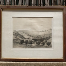 'נוף ירושלים' - תצריב צרפתי עתיק על פי: 'L. Sabatier', חתום בפלטה
