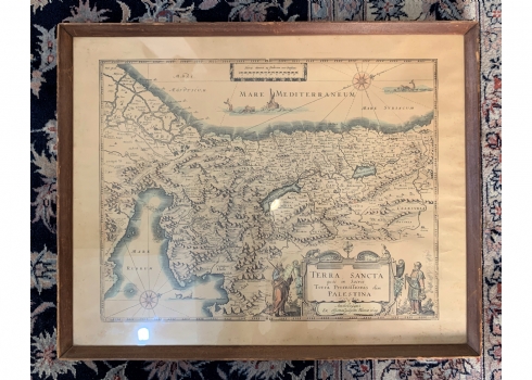 הדפס על פי מפה עתיקה: Terra Sancta qude in sacris terra promiffionis olim palest