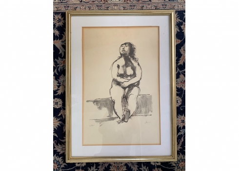 רות שלוס (Ruth Schloss) -'אנרכיסטית במנוחה', הדפס חתום בעיפרון