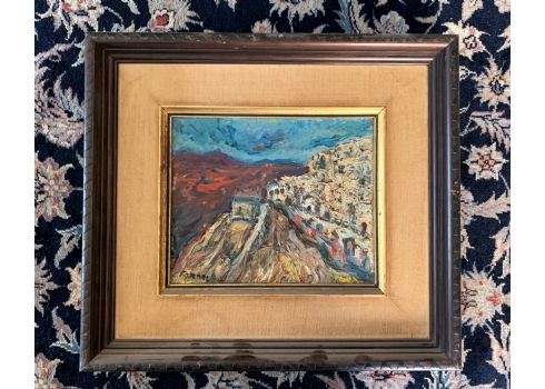 יצחק פרנקל פרנל, (Isaac Frenel (Frenkel)) -'בתים בצפת', שמן על בד, חתום