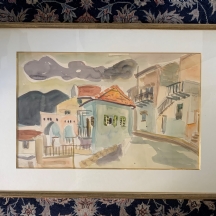 שמשון הולצמן (Shimshon Holzman) - 'נווה צדק', אקוורל על נייר, חתום