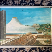 'היכן הספר' - שמן על מזונית, חתום 'צימרמן' ומתוארך 1970