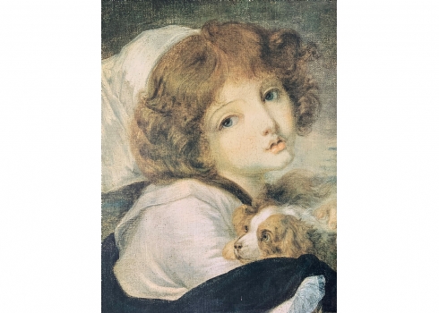 'ילדה וכלב קוקר' - הדפס על פי ז'אן בפטיסט גרוז (Jean-Baptiste Greuze)