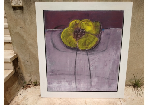 סאלח אלקרא - פרח צהוב על רקע סגול'