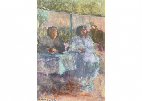 'שלוש נשים' - ציור ישן, שמן על בד צרפתי, חתום