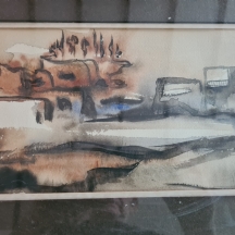 שלום שכוי (קוקו) (1928-2013) - 'נוף מעברה' - ציור ישן, אקוורל על נייר, חתום