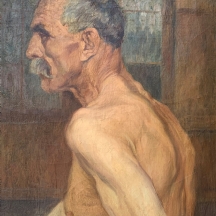 'דמות זקן' - ציור עתיק, שמן על בד, חתום ומתוארך: 1912, פגמים