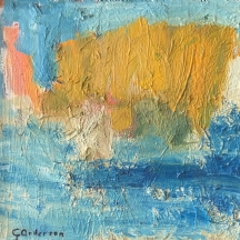 'פיל צהוב' - ציור ישן, שמן על לוח, חתום: Ct. Anderson