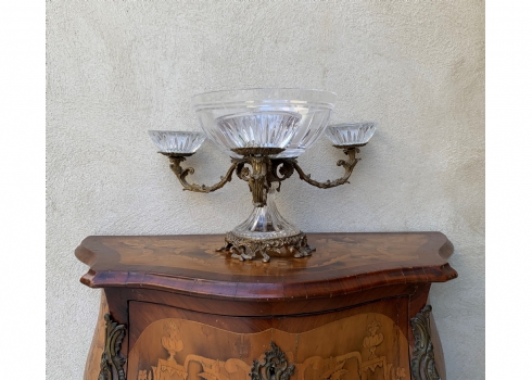 אפרנה – Epergne ישן בסגנון עתיק עשוי מתכת וזכוכית