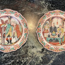 זוג צלחות חרסינה עתיקות ונדירות מהמאה ה-18, מתוצרת: 'John Turner', משנת 1790