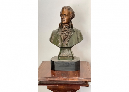 פסל ראש (Bust) בלגי ישן בדמותו של המלחין האוסטרי וולפגנג אמדאוס מוצרט