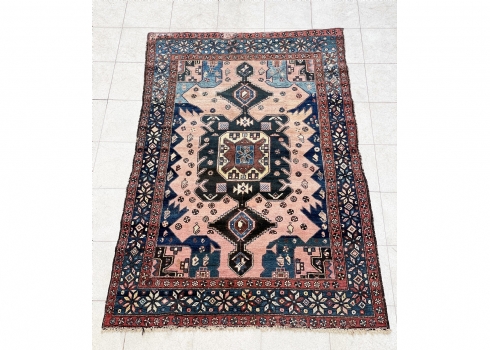 שטיח המדן פרסי ישן, עבודת יד, צמר על כותנה - (שטיח 6)