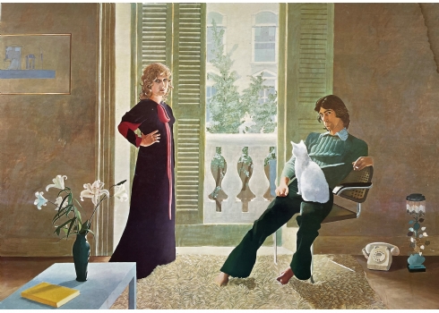 דייוויד הוקני (David Hockney) - 'מר וגברת קלארק והחתול פרסי'