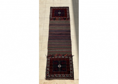 שטיח פאוצ' ישן (לגב חמור או סוס), צמר על כותנה - שטיח #11