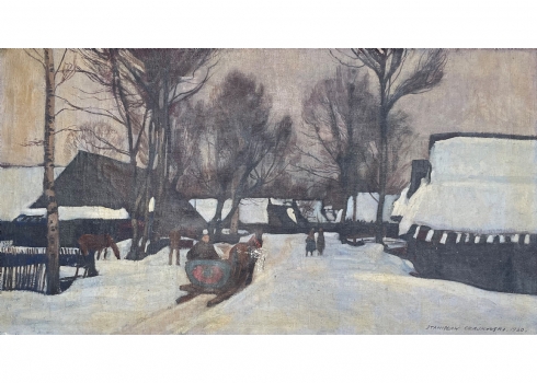 סטניסלב צ'ייקובסקי (צייר פולני, Stanislaw Czajkowski, 1878-1954) - 'מזחלת בשלג'