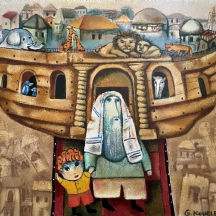 קהלת גרגורי (Gregory Kohelet) - 'תיבת נח' - הדפס על בד, חתום בפלטה וחתום בגב
