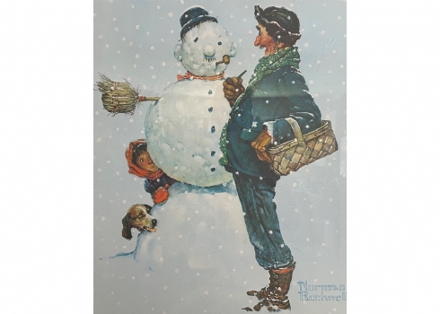 נורמן רוקוול (Norman Rockwell) הדפס מצולם ששמו 'Grandfather and Snowman'