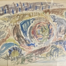 'עין צופיה' - ציור גדול, אקוורל על נייר, חתום ומתוארך: 1983
