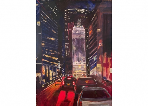 אסתר נמדר  (Ester Namdar) - 'מנהטן' - ציור שמן על בד, חתום